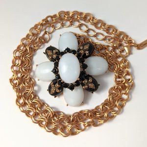 Vintage Oscar de la Renta Designer Signed Flower Necklace Brooch Pendant